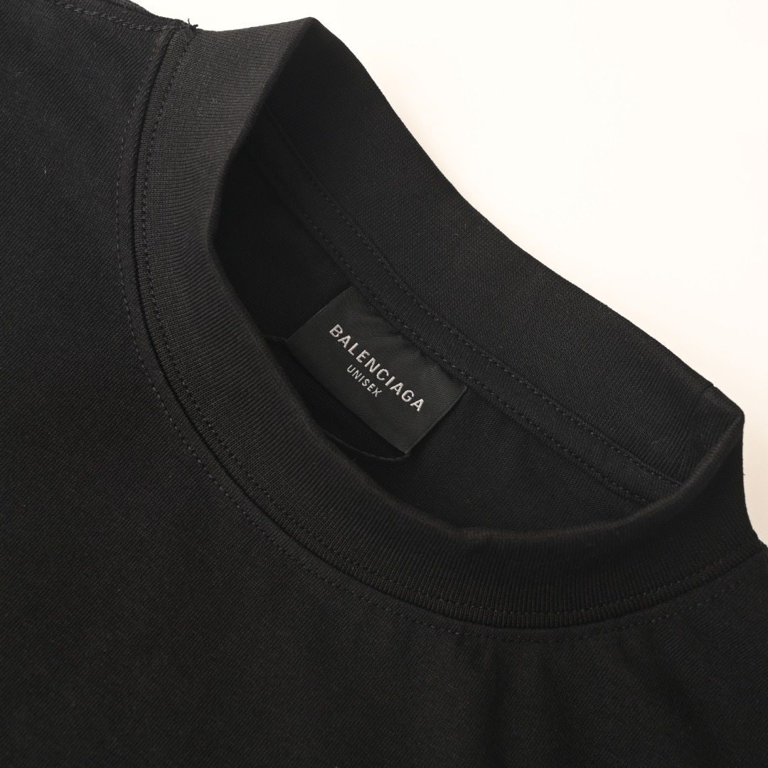 BALENCIAGA 가슴 BB 자수 반팔 티셔츠
