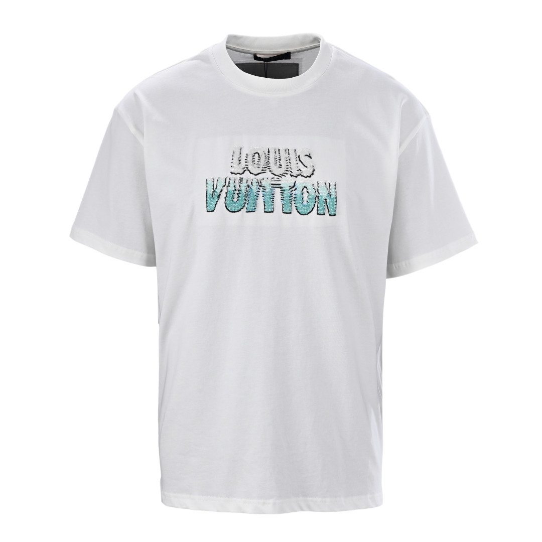 LOUIS VUITTON 비즈 장식 라운드넥 반팔 티셔츠