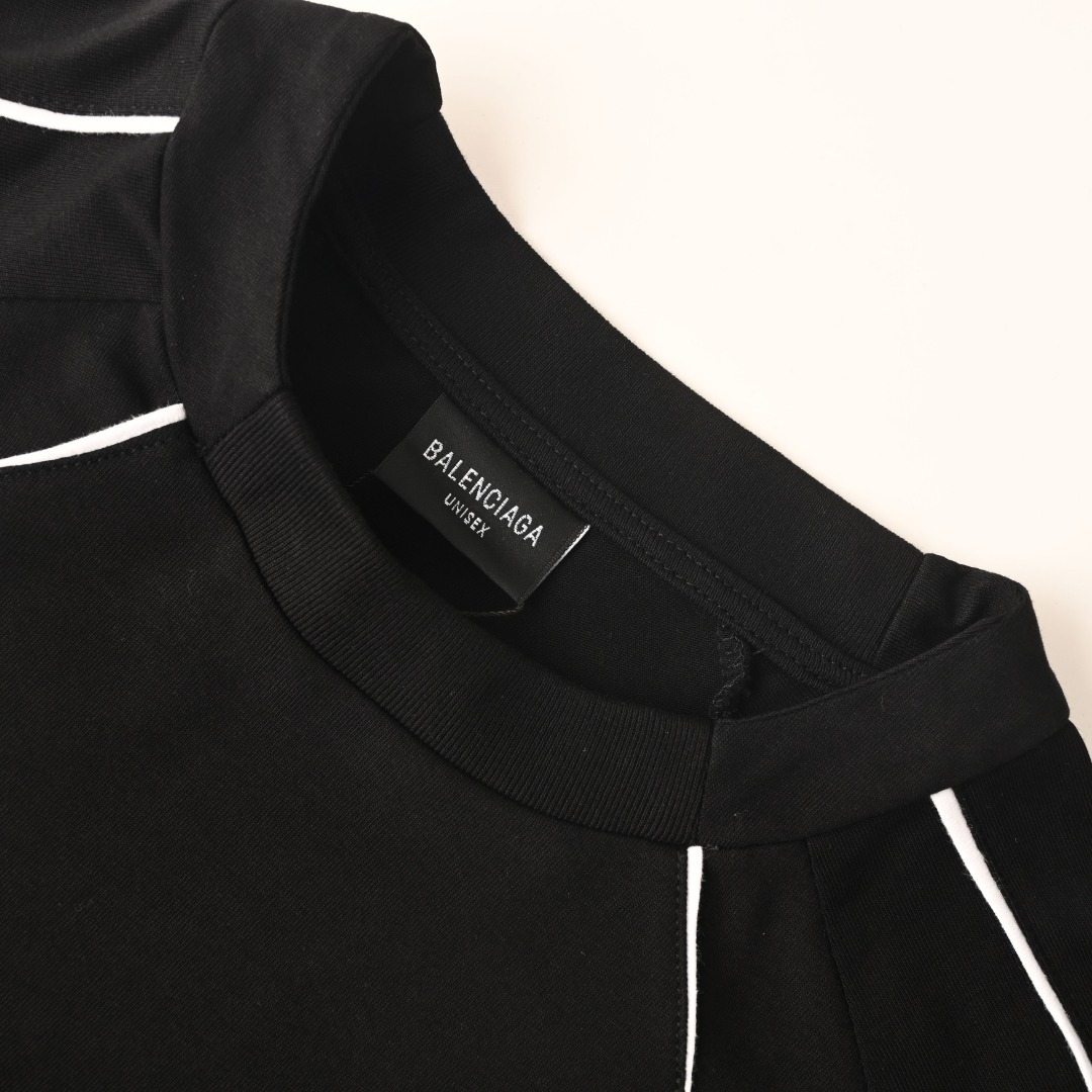 BALENCIAGA 맨유 자수 화이트 스트라이프 배색 파이핑 반팔티